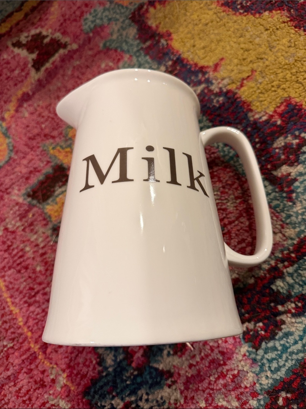 White Ceramic Milk Pitcher with Handle - use it as a vase! Chic.